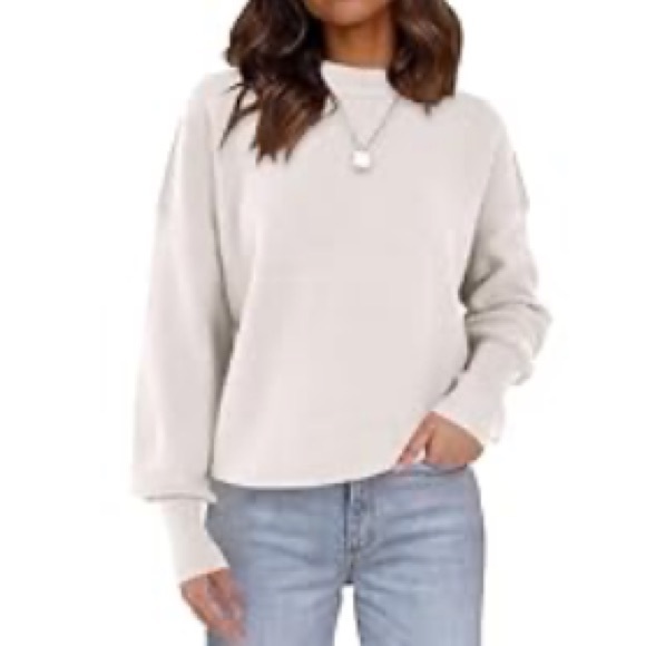 New crewneck slouchy knit pullover sweater top - Picture 1 of 9